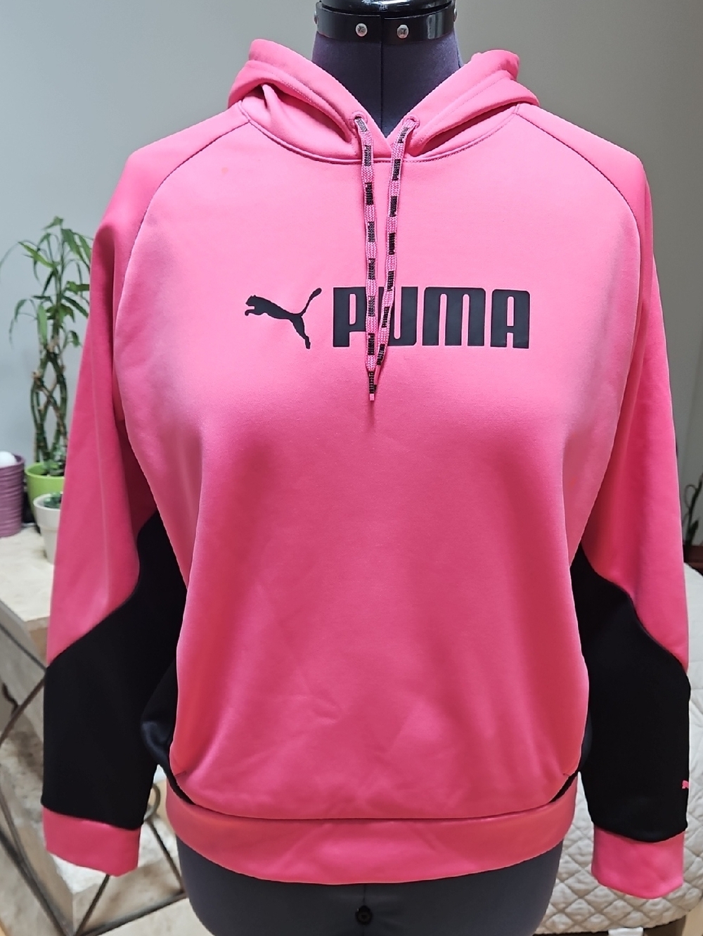 Puma Hot Pink & Black Logo Hoodie